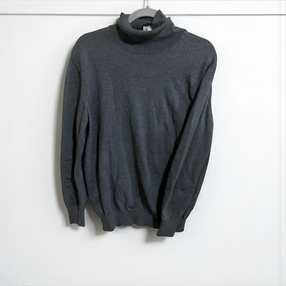 Neiman Marcus Wool Luxury Preppy Gray Turtleneck Sweater Made in Italy Sz 54 XL